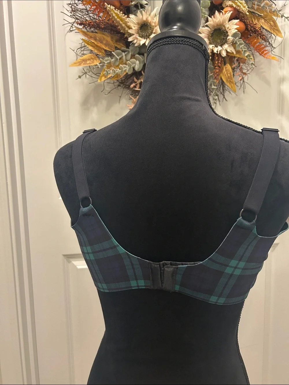 Haven Well Within by Talbots Navy Blue, Black and Green Plaid Bra Size 38DD NWT